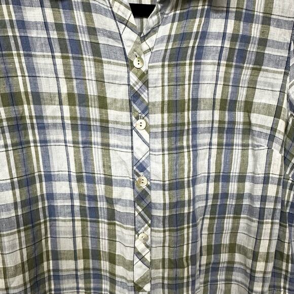 J. Jill Plaid 100% Linen Popover Button Up Tunic Top  Mother of Pearl Size S - Picture 8 of 8